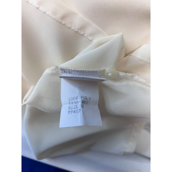 VTG Cream Long Sleeve Dressy Blouse With Back Button Closure & High Neck - Picture 5 of 8